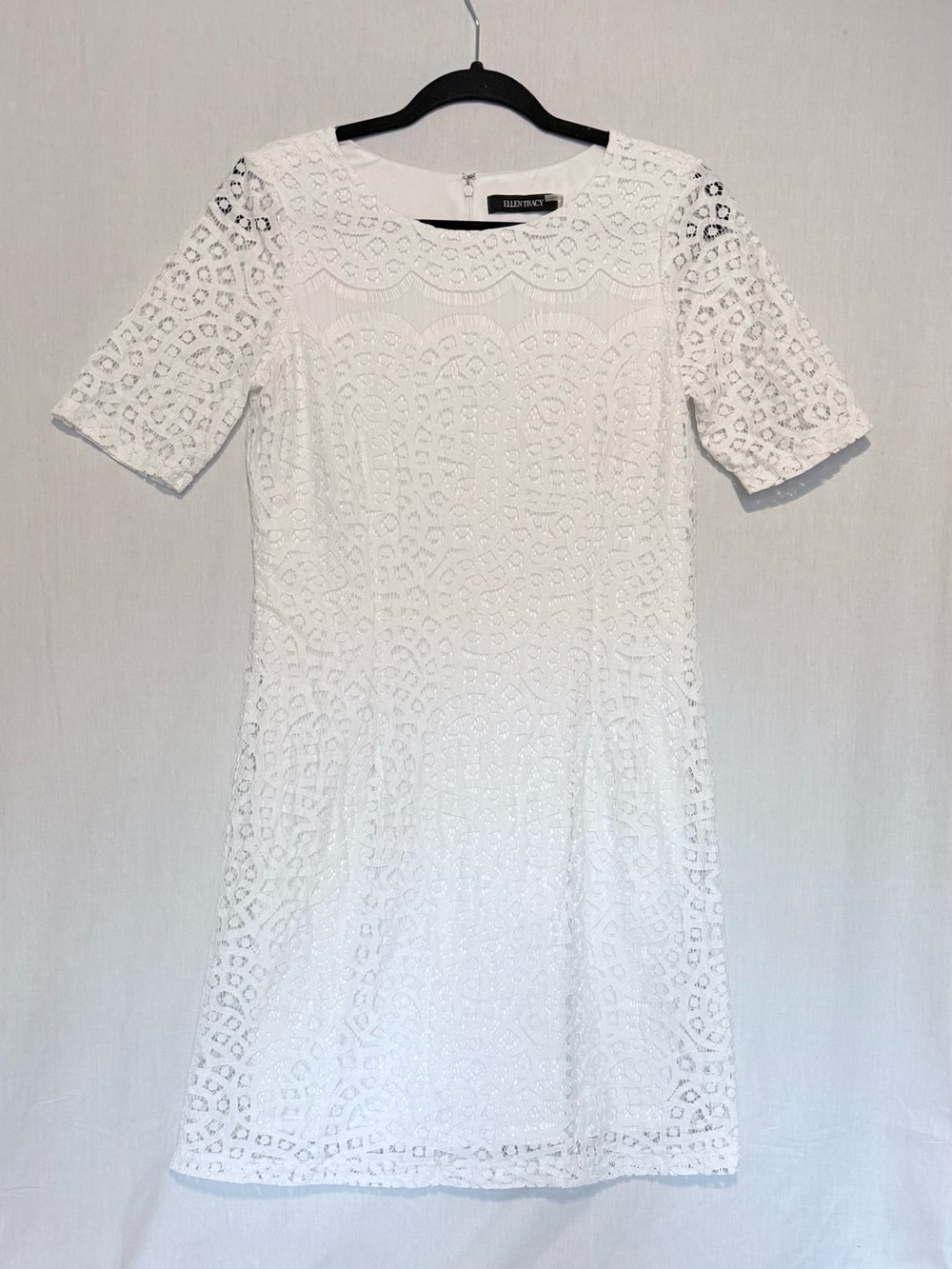 Ellen Tracy Ivory White Lace Shift Dress